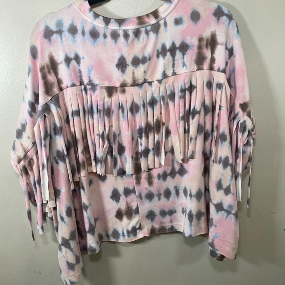 NWOT Entro Tie Dye Shirt with Fringe - Picture 6 of 9